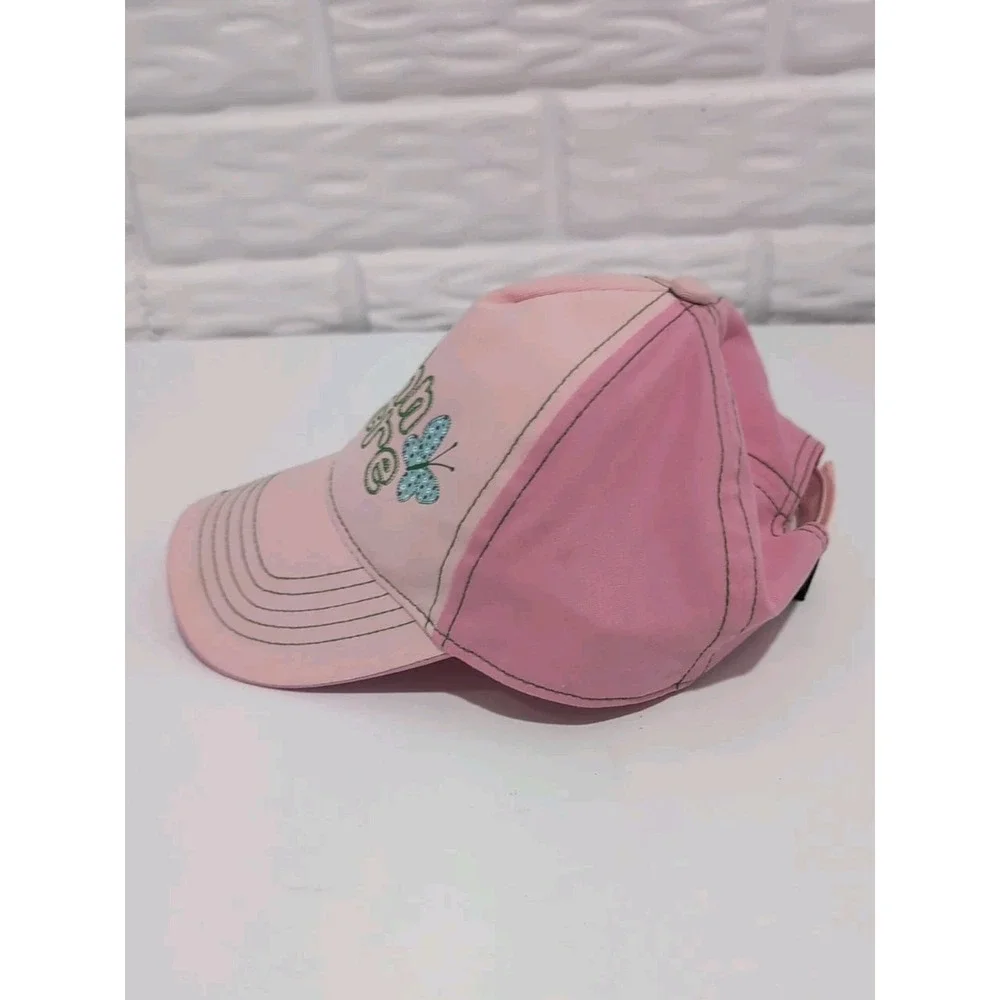 John Deere Pink Butterfly Baseball Cap Hat L/XL Adjustable Cotton Farm Outdoor
